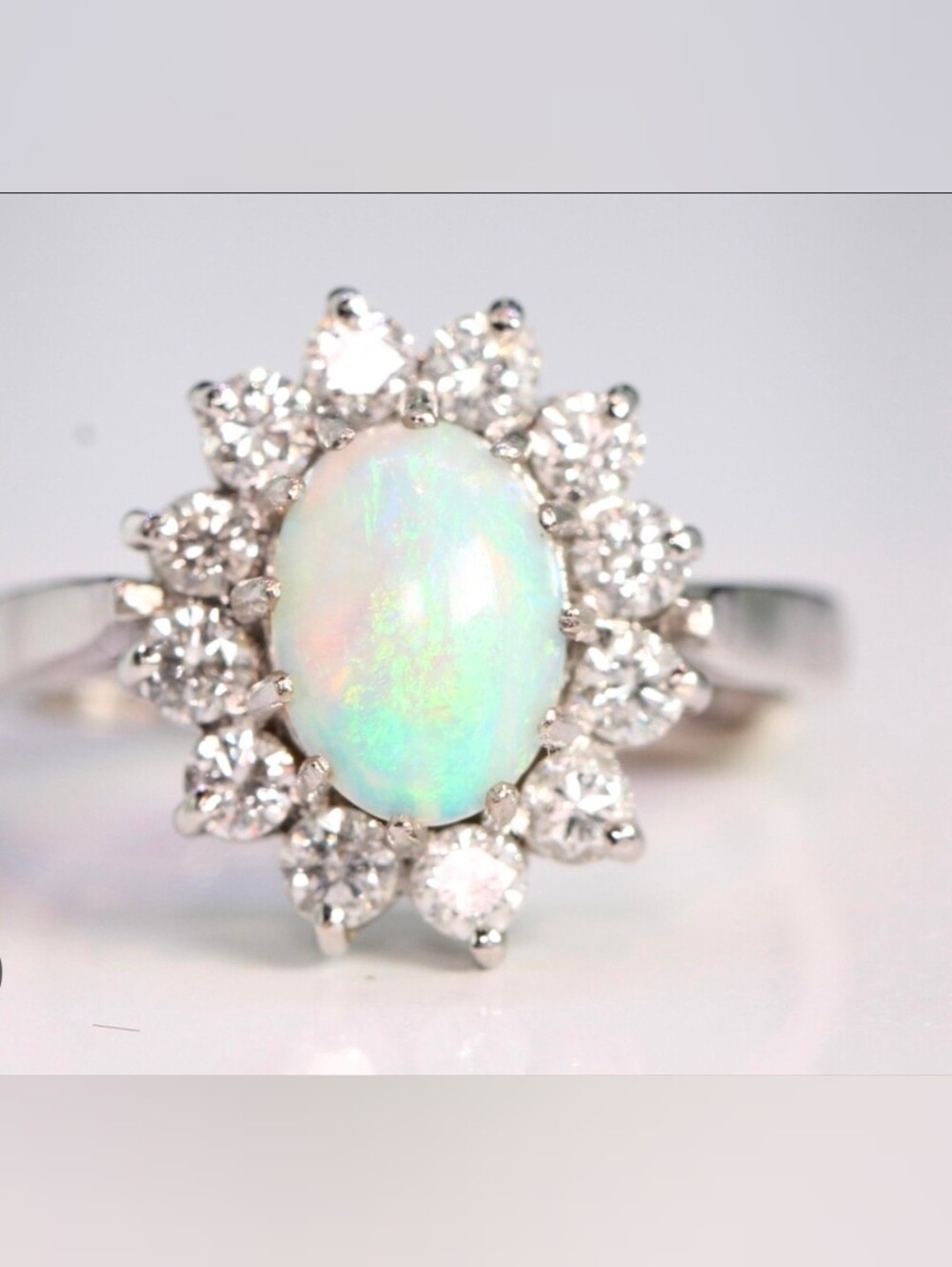 $8 Each Or Bundle 5/$20 Silver-Toned Opal Halo Cocktail Ring